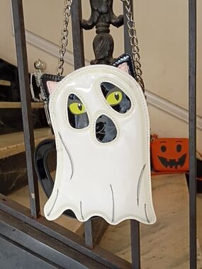 Betsey Johnson Glow-in-the-Dark Ghost Cat Crossbody Bag